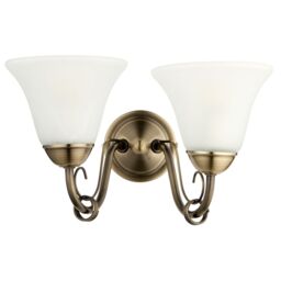 GoodHome Dives Antique Brass Effect Double Wired Wall Light - thumbnail 3