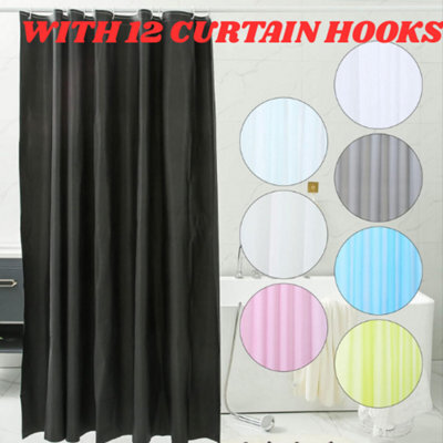 Black Plain Shower Curtain (W)180Cm - image 1