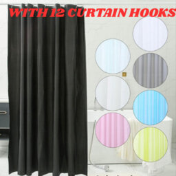 Black Plain Shower Curtain (W)180Cm - thumbnail 1