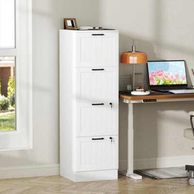 Homcom 4 Drawer File Cabinet With Lock And Adjustable Hanging Bars, White - image 1
