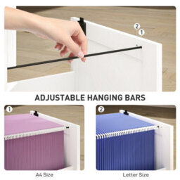 Homcom 4 Drawer File Cabinet With Lock And Adjustable Hanging Bars, White - thumbnail 5