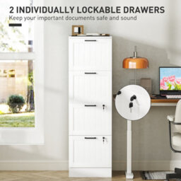 Homcom 4 Drawer File Cabinet With Lock And Adjustable Hanging Bars, White - thumbnail 6