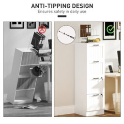 Homcom 4 Drawer File Cabinet With Lock And Adjustable Hanging Bars, White - thumbnail 7