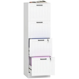 Homcom 4 Drawer File Cabinet With Lock And Adjustable Hanging Bars, White - thumbnail 2