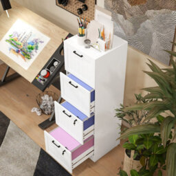 Homcom 4 Drawer File Cabinet With Lock And Adjustable Hanging Bars, White - thumbnail 9