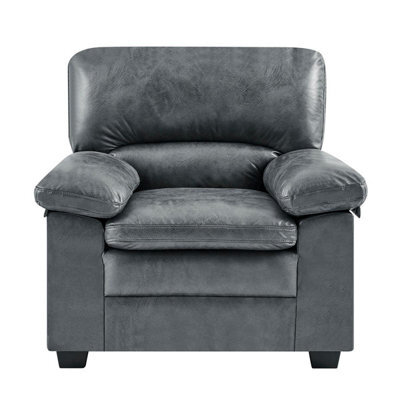Bravich Oxford Faux Leather Armchair - Slate Grey - image 1