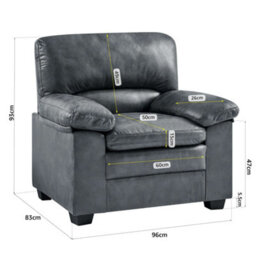 Bravich Oxford Faux Leather Armchair - Slate Grey - thumbnail 4