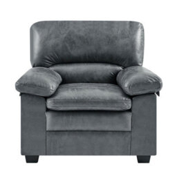 Bravich Oxford Faux Leather Armchair - Slate Grey - thumbnail 1