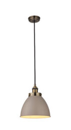 Anson Lighting Hampton Satin Taupe And Antique Brass Single Light Ceiling Pendant - thumbnail 1