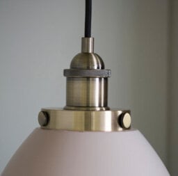 Anson Lighting Hampton Satin Taupe And Antique Brass Single Light Ceiling Pendant - thumbnail 2
