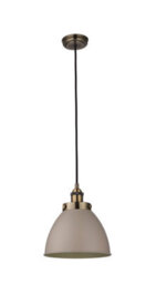 Anson Lighting Hampton Satin Taupe And Antique Brass Single Light Ceiling Pendant - thumbnail 7