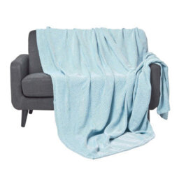 Homescapes Cotton Halden Chevron Teal Throw, 150 X 200 Cm