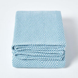 Homescapes Cotton Halden Chevron Teal Throw, 150 X 200 Cm - thumbnail 2