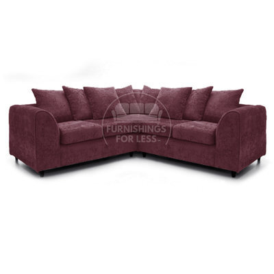 Furnishings For Less UK Monaco Chenille Fabric 5 Seater L Shaped Corner Sofa  Purple