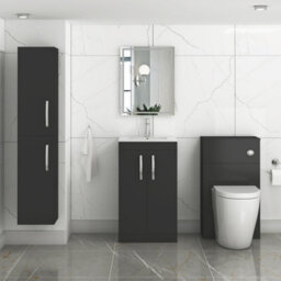 Royal Bathrooms Turin 500mm Matt Black Floor Standing Vanity Unit 2 Door With Minimalist Basin - thumbnail 4