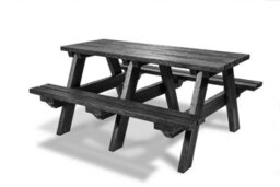 Plaswood A-Frame Heavy Duty Picnic Table, Premium Quality, Black, 4 Seater, Recycled Plastic