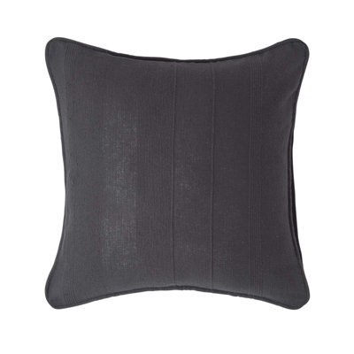 Homescapes Cotton Rajput Ribbed Black Cushion Cover, 45 X 45 Cm - image 1