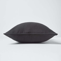 Homescapes Cotton Rajput Ribbed Black Cushion Cover, 45 X 45 Cm - thumbnail 2
