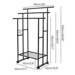 Levede Towel Rail Metal Rack With Basket 3-Tier Storage Anti-Slip Foot,black - thumbnail 4