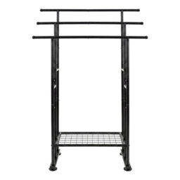 Levede Towel Rail Metal Rack With Basket 3-Tier Storage Anti-Slip Foot,black - thumbnail 3
