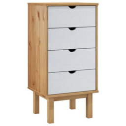 Berkfield Drawer Cabinet Otta Brown&white 45X39X90Cm Solid Wood Pine - thumbnail 2