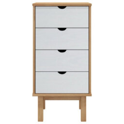 Berkfield Drawer Cabinet Otta Brown&white 45X39X90Cm Solid Wood Pine - thumbnail 3