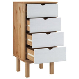 Berkfield Drawer Cabinet Otta Brown&white 45X39X90Cm Solid Wood Pine - thumbnail 4