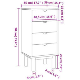 Berkfield Drawer Cabinet Otta Brown&white 45X39X90Cm Solid Wood Pine - thumbnail 6