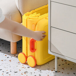Darphe Foldable Kids Toy Storage Box Trolley With Lid And Wheels - thumbnail 2