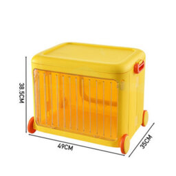 Darphe Foldable Kids Toy Storage Box Trolley With Lid And Wheels - thumbnail 4