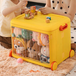 Darphe Foldable Kids Toy Storage Box Trolley With Lid And Wheels