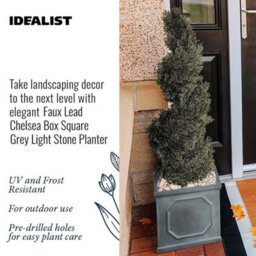Idealist™ 30Cm Square Planter, Grey Reinforced Stone Garden Planter, Faux Lead Chelsea Flower Box, Outdoor Plant Pot - thumbnail 3