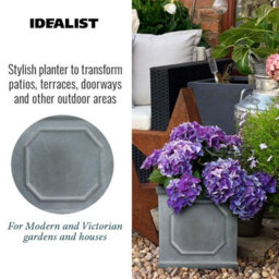 Idealist™ 30Cm Square Planter, Grey Reinforced Stone Garden Planter, Faux Lead Chelsea Flower Box, Outdoor Plant Pot - thumbnail 4