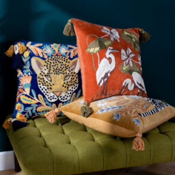 Wylder Regal Leopard Embroidered Velvet Feather Filled Cushion - thumbnail 5