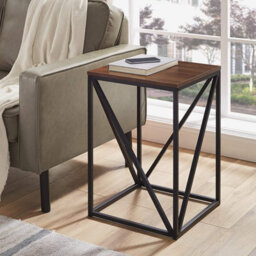 "Simpa 16"" Dark Walnut Square Geometric Side Table" - thumbnail 5