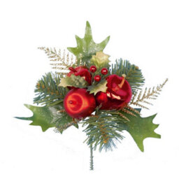 Premier Holly And Apple Plastic Pick Christmas Decoration Green/red (One Size)