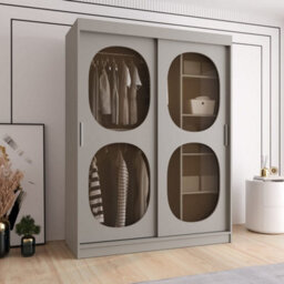 Arte Bahrain Ii Cashmere Sliding Door Wardrobe 150Cm - Smoked Glass, Calm Storage - thumbnail 1