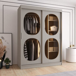 Arte Bahrain Ii Cashmere Sliding Door Wardrobe 150Cm - Smoked Glass, Calm Storage - thumbnail 3