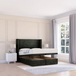"Sloomy Devonshire Graphite Dumfries 4Ft Ottoman Bed End Opening With Sprung Memory Mattress & 54"" Headboard-Small Double" - thumbnail 1