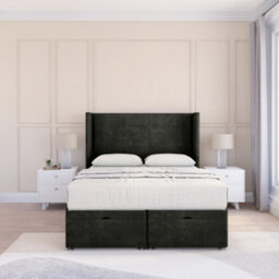"Sloomy Devonshire Graphite Dumfries 4Ft Ottoman Bed End Opening With Sprung Memory Mattress & 54"" Headboard-Small Double" - thumbnail 2