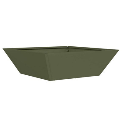 Berkfield Modern Garden Bowl Planter Olive Green 50X50X15 Cm Steel - image 1