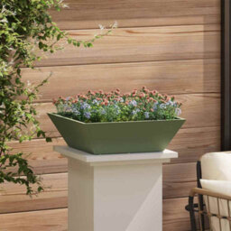 Berkfield Modern Garden Bowl Planter Olive Green 50X50X15 Cm Steel - thumbnail 4
