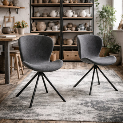 Wyld Haus Acord Set Of 2 Dark Grey Upholstered Swivel Dining Chairs - image 1
