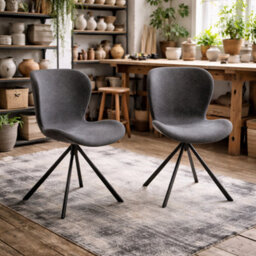 Wyld Haus Acord Set Of 2 Dark Grey Upholstered Swivel Dining Chairs - thumbnail 2