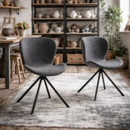 Wyld Haus Acord Set Of 2 Dark Grey Upholstered Swivel Dining Chairs - thumbnail 1