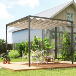 Outsunny Metal Pergola Patio Sun Shelter Grape Tent Retractable Canopy Uv Cut - thumbnail 9