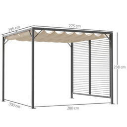 Outsunny Metal Pergola Patio Sun Shelter Grape Tent Retractable Canopy Uv Cut - thumbnail 3