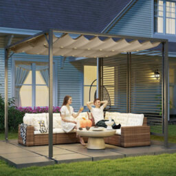 Outsunny Metal Pergola Patio Sun Shelter Grape Tent Retractable Canopy Uv Cut - thumbnail 7