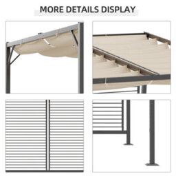 Outsunny Metal Pergola Patio Sun Shelter Grape Tent Retractable Canopy Uv Cut - thumbnail 5
