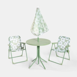 Ohs Kids Daisy Folding Bistro Set Table Chair With Parasol Garden Patio - thumbnail 5